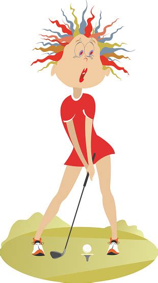 Cartoon Woman Playing Golf Stock Illustration - Download Image Now - iStock