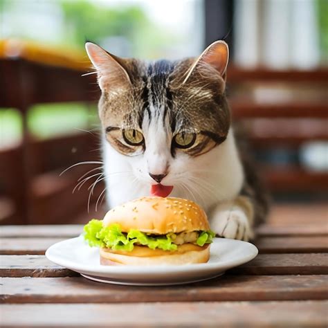 Premium Photo | Burger with cat