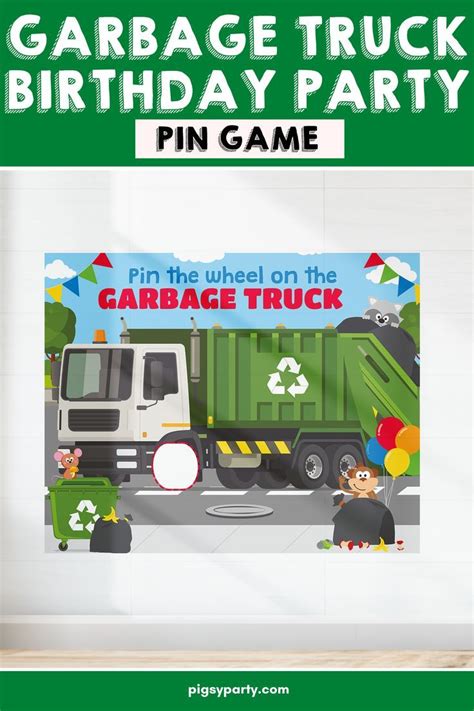 Garbage Truck Party Game Pin the Wheel Printable Garbage Truck Party ...