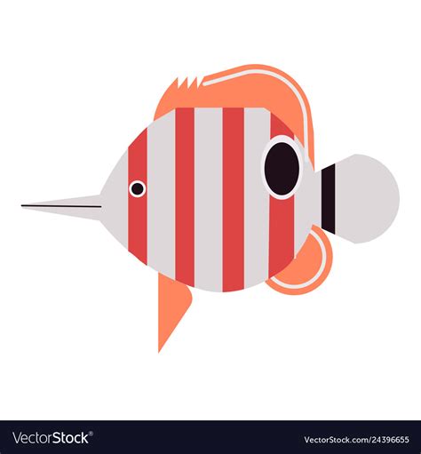 Red tropical fish flat Royalty Free Vector Image