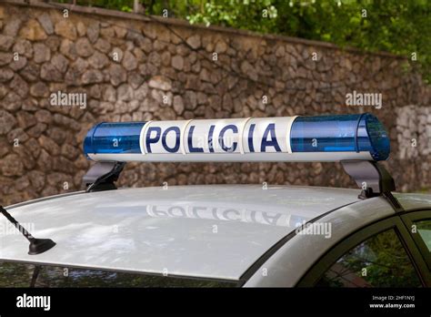 Close-up on the siren of an Albanian police car (Policia Stock Photo ...