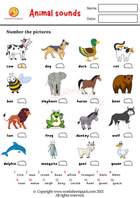 Free Animal Sounds Worksheets - worksheetspack