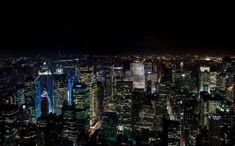 Amazing NYC Night Aerial View. Manhattan District Editorial Photography ...