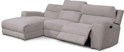 Newport 3-Piece Dual-Power Reclining Sectional with Left-Facing Chaise - Light Gray | Value City ...