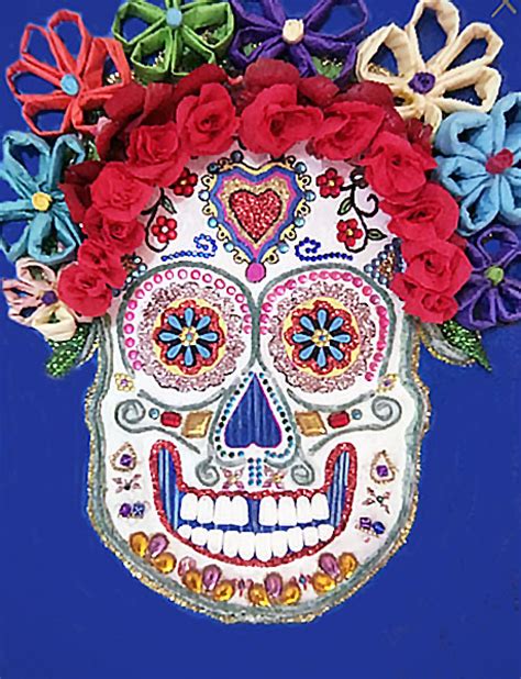 Sugar Skull Painting & Collage—Totally Unique Stunning and Colorful Mexican Folk Art par Maxine ...