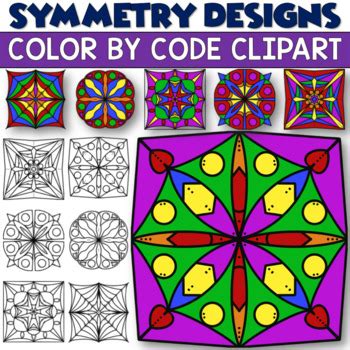 Symmetry Patterns and Designs Color by Number or Code Clipart by Dovie Funk