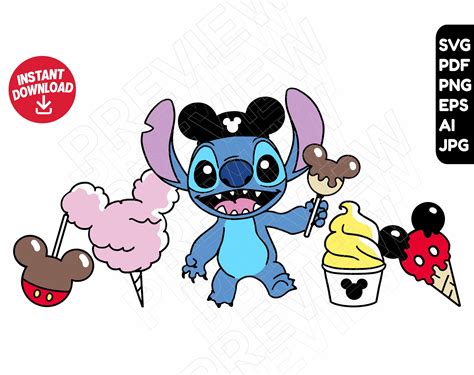 Stitch Disneyland Snacks Mickey Mouse Ears Cut File Layered - Etsy UK