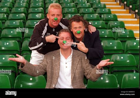 Jim White Tommy Burns and Tony Roper all wearing green plastic noses as ...