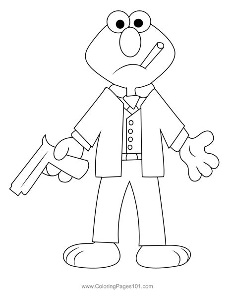 Gangster Elmo Coloring Page for Kids - Free Elmo Printable Coloring Pages Online for Kids ...