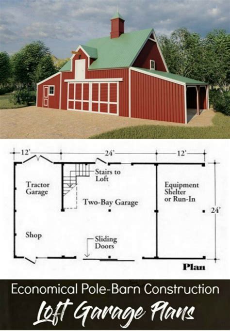 16 Car Barn Designs with Lofts - Complete Sets of Pole-Barn Building Plans (G9) | eBay