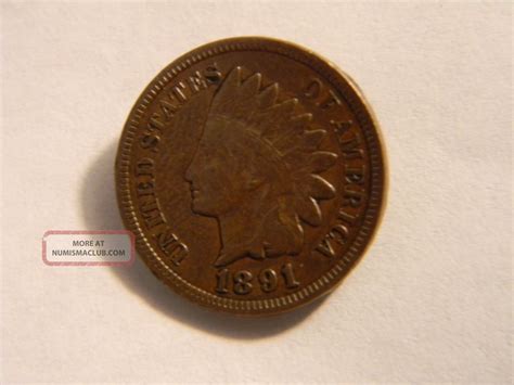 1891 Indian Head Penny U. S. Coin Cent Clear