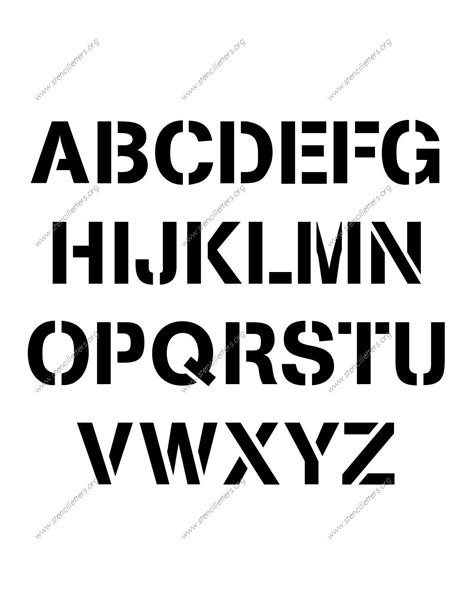 Army Modern Uppercase & Lowercase Letter Stencils A-Z 1/4 to 12 Inch Sizes | Stencil Letters Org