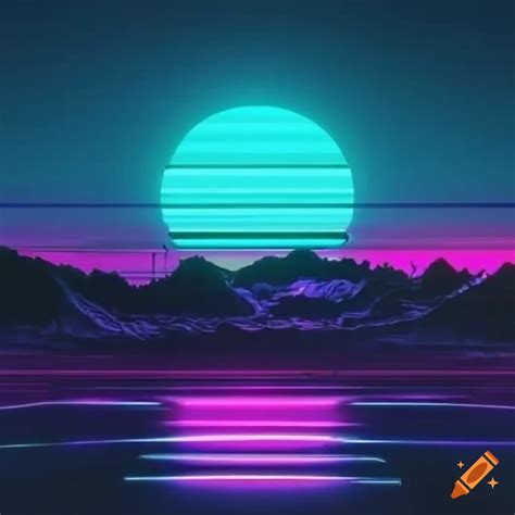 Synthwave artwork with neon lights
