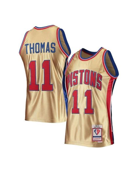 Mitchell & Ness Synthetic Isaiah Thomas Gold Detroit Pistons 75th ...