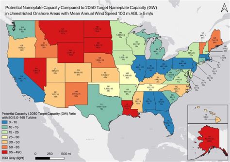 Potential Nameplate Capacity Compared to 2050 Target Nameplate Capacity... | Download Scientific ...