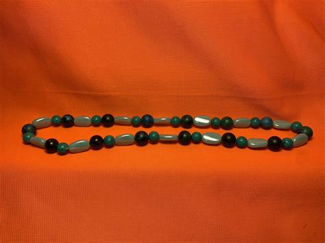 17” bead necklace Blue Green Color - Gem