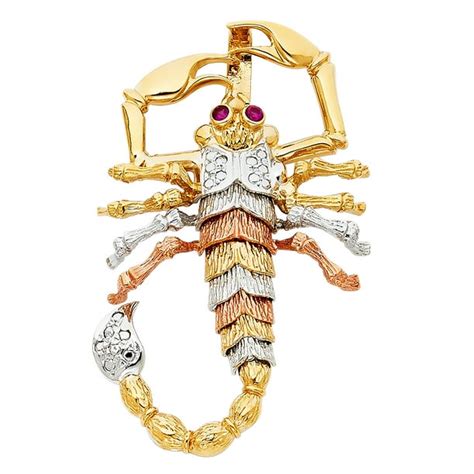 Ioka - 14K Tri Color Gold Scorpion Charm Pendant For Necklace or Chain - Walmart.com - Walmart.com