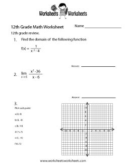 12th Grade Math Worksheets | Worksheets Worksheets