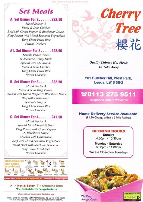 Online Menu of The Cherry Tree Restaurant, Leeds, United Kingdom, LS16 ...