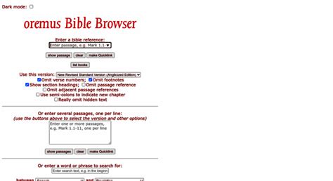 Access bible.oremus.org. oremus Bible Browser