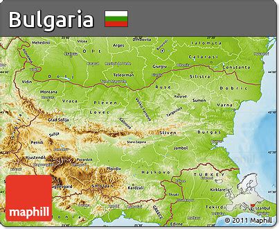 Free Physical Map of Bulgaria