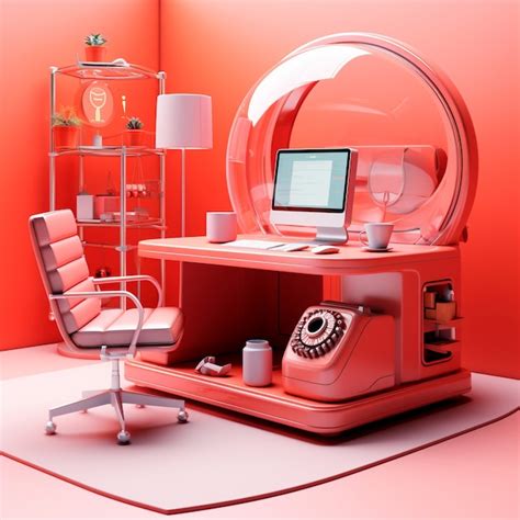 Free Photo | View of 3d personal computer with workstation and office items