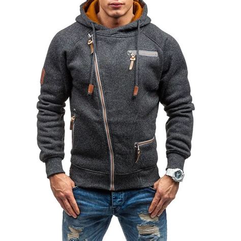 Newest 2019 Men Hoodie Oblique Zipper Sweatshirt Mens Hip Hop Hoodies Fashion Brand Autumn ...