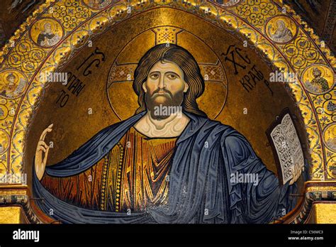 The Christ Pantocrator Mosaic in Monreale Cathedral Stock Photo - Alamy