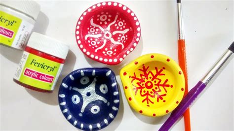 3 Easy Ways to Decorate Plain Diyas (PART -1) | Small Diya Painting Ideas | Diwali Decoration ...