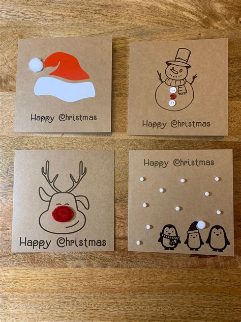 Handmade Christmas Cards, Pack of 4 Christmas Cards, Xmas Cards by ...