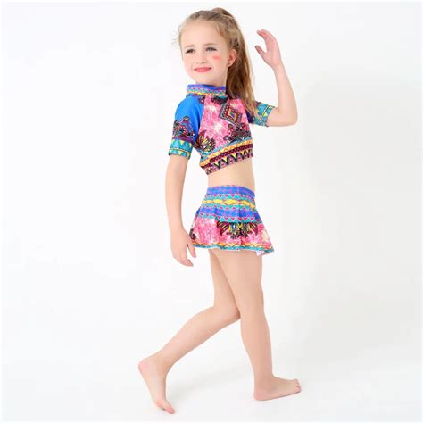 M&M Retro Bohemia Style Kid/Children Swimsuits New Cute Girls Two Piece Beach Swim Wear Print ...