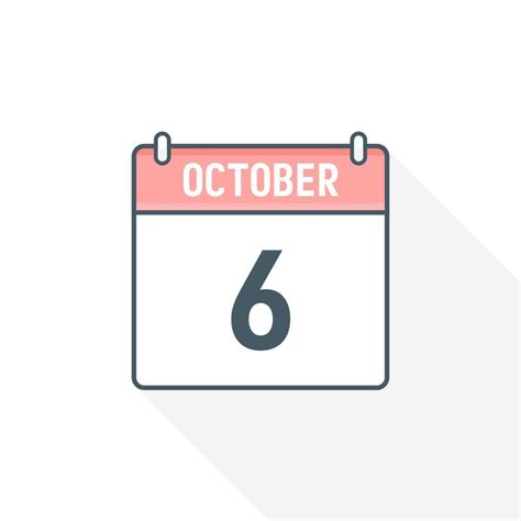 6th October calendar icon. October 6 calendar Date Month icon vector ...