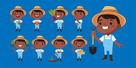 Premium Vector | Farmer and gardener with different poses