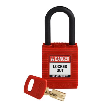 Brady nylon SafeKey safety padlock red 150342, 150311 - lockout-tagout-shop