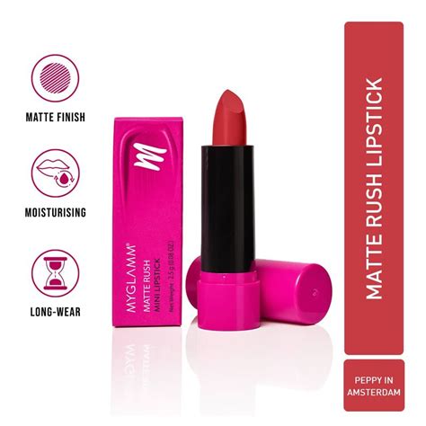 Buy MyGlamm Matte Rush Lipstick - Peppy In Amsterdam (Coral Red)
