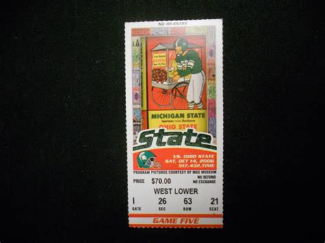 Owning History: 2006 Ohio State vs. Michigan State Football Ticket Stub ...