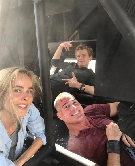 Lucas Till, George Eads and Isabel Lucas behind the scenes of Macgyver ...