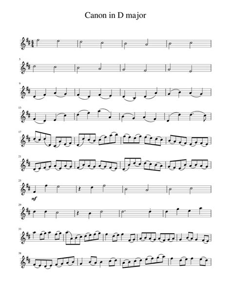 Canon in D major Sheet music for Violin | Download free in PDF or MIDI ...