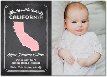 State of Birth - West - Girl Photo Birth Announcements - Sarah Hawkins Designs - Bloom Pink # ...