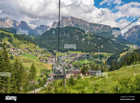 View at Santa Cristina in Val Gardena , Italy from a ski lift Stock Photo - Alamy