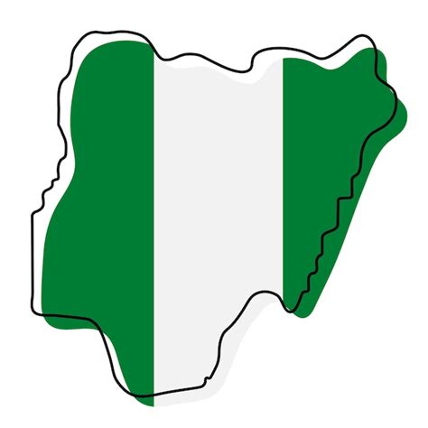 Premium Vector | Stylized outline map of nigeria with national flag icon. flag color map of ...