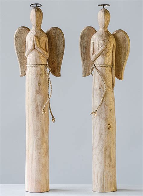 Hand Carved Angel Statue Set of 2 | | Angel statues, Carving, Hand carved