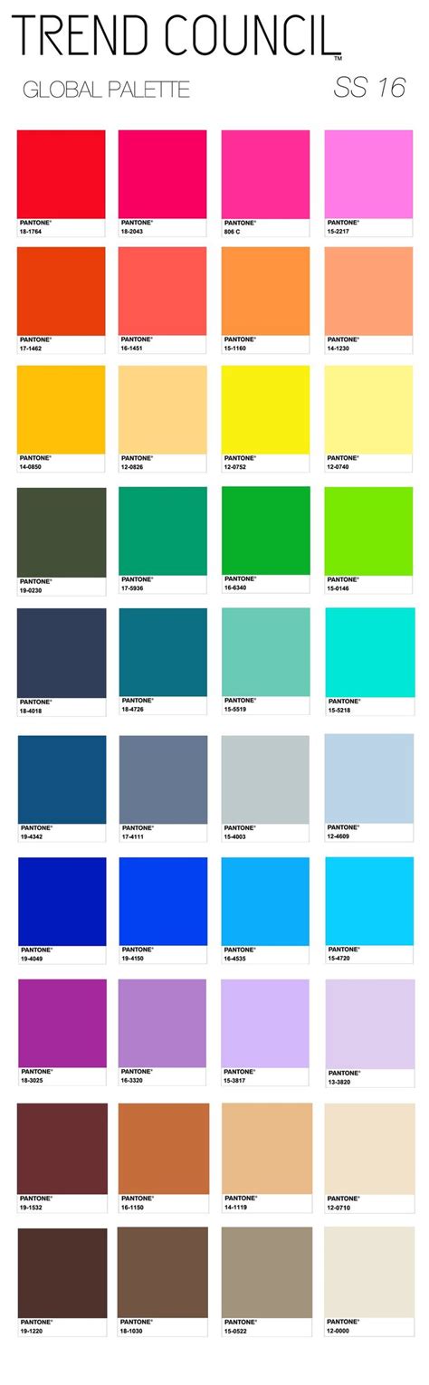 TREND COUNCIL SS16 KEY COLORS | Color forecasting, Color trends fashion, Trending