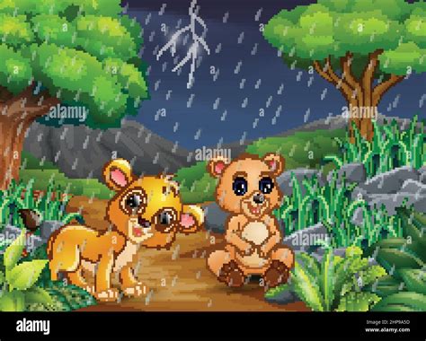 Lion in rain Stock Vector Images - Alamy