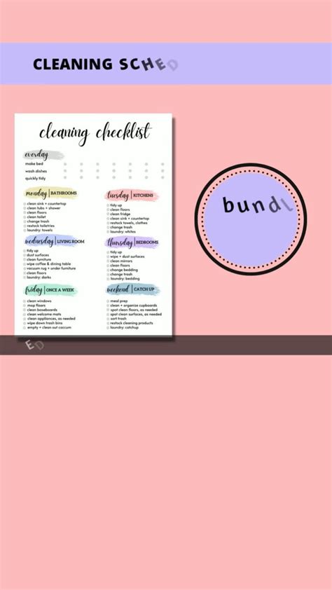 Cleaning checklist weekly cleaning checklist printable cleaning checklist template – Artofit