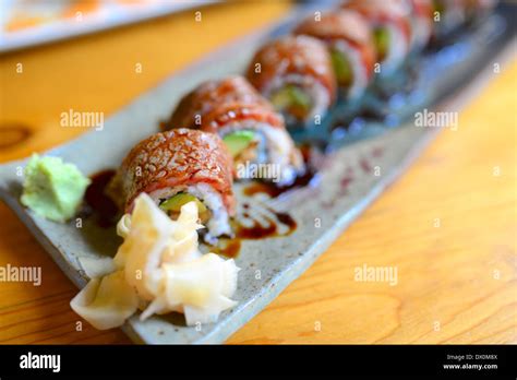 Wagyu beef sushi Stock Photo - Alamy