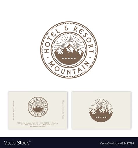 Hotel resort logo mountain stars Royalty Free Vector Image