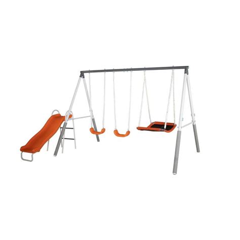 Sportspower Gladstone Metal Swing and Slide Set - Gray/Orange | Swing and slide set, Swing and ...