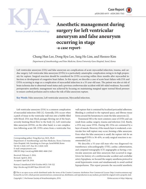 (PDF) Anesthetic management during surgery for left ventricular ...