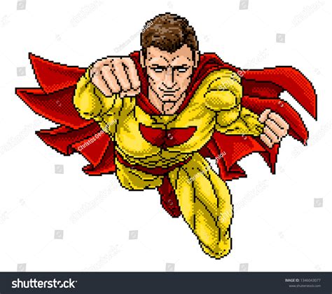 Ilustrasi Stok Super Hero 8 Bit Pixel Art 1346043077 | Shutterstock
